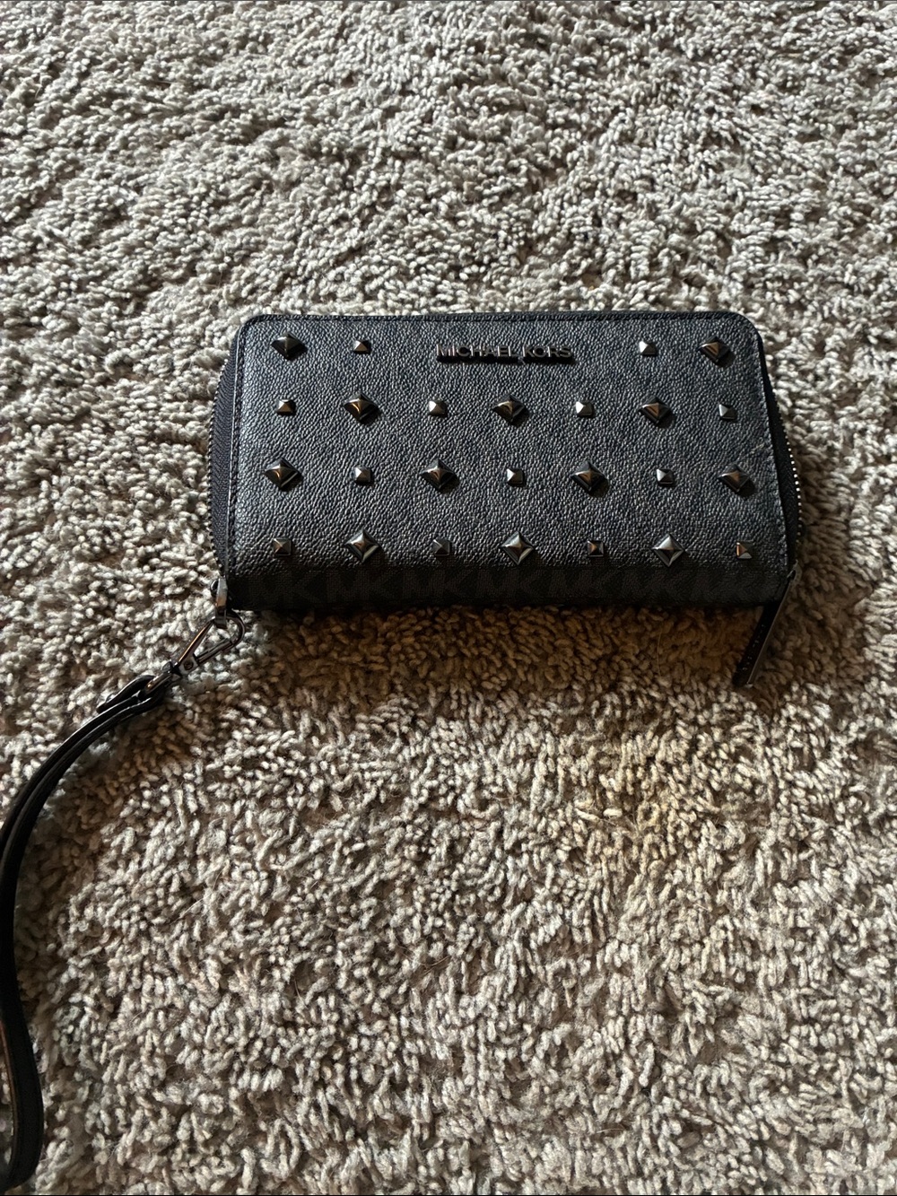 Michael Kors Black Studded Zip Phone Wristlet